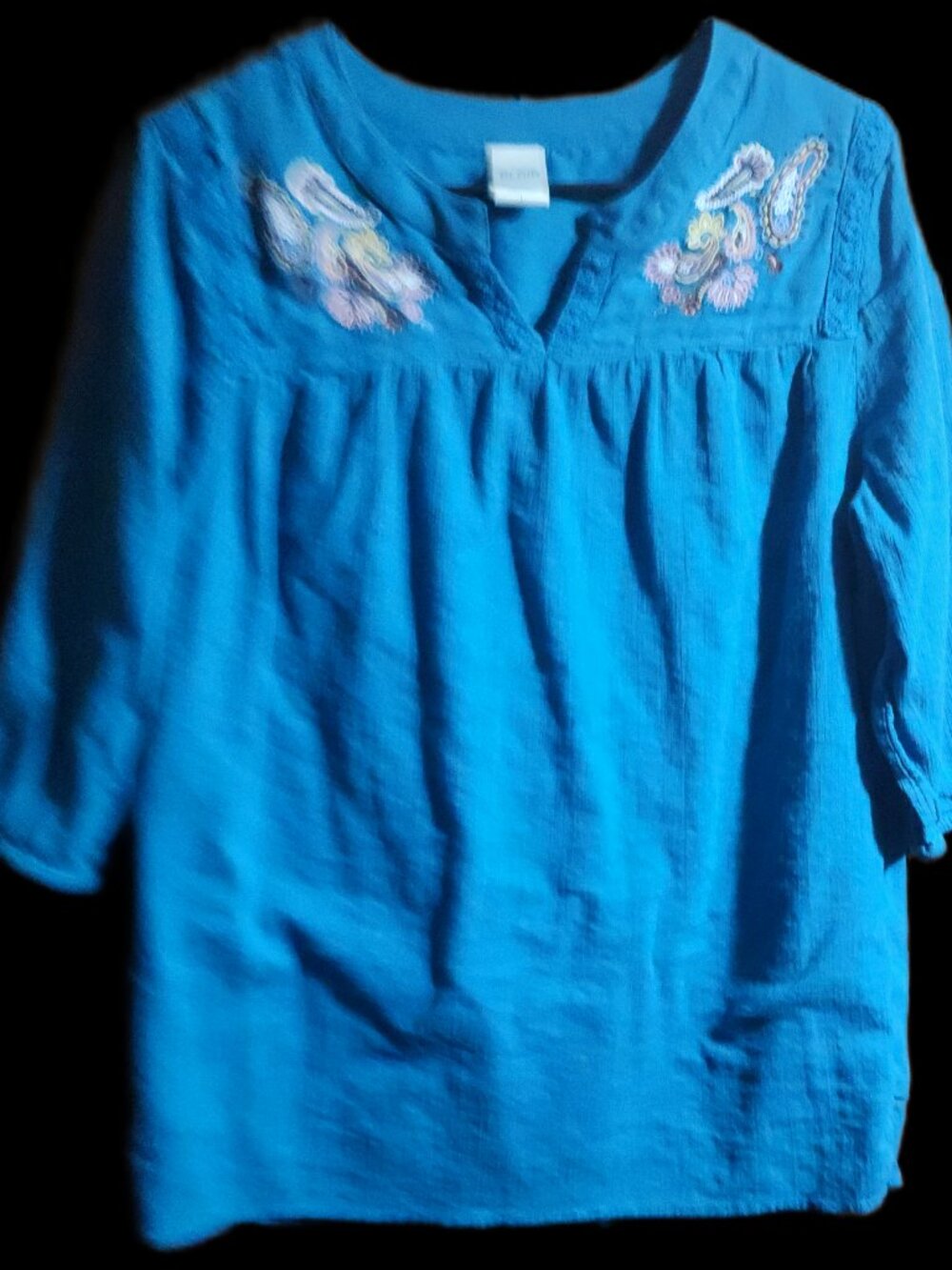 Blair Teal Blue Embroidered Paisley Tunic / Blouse Size: Large (L)